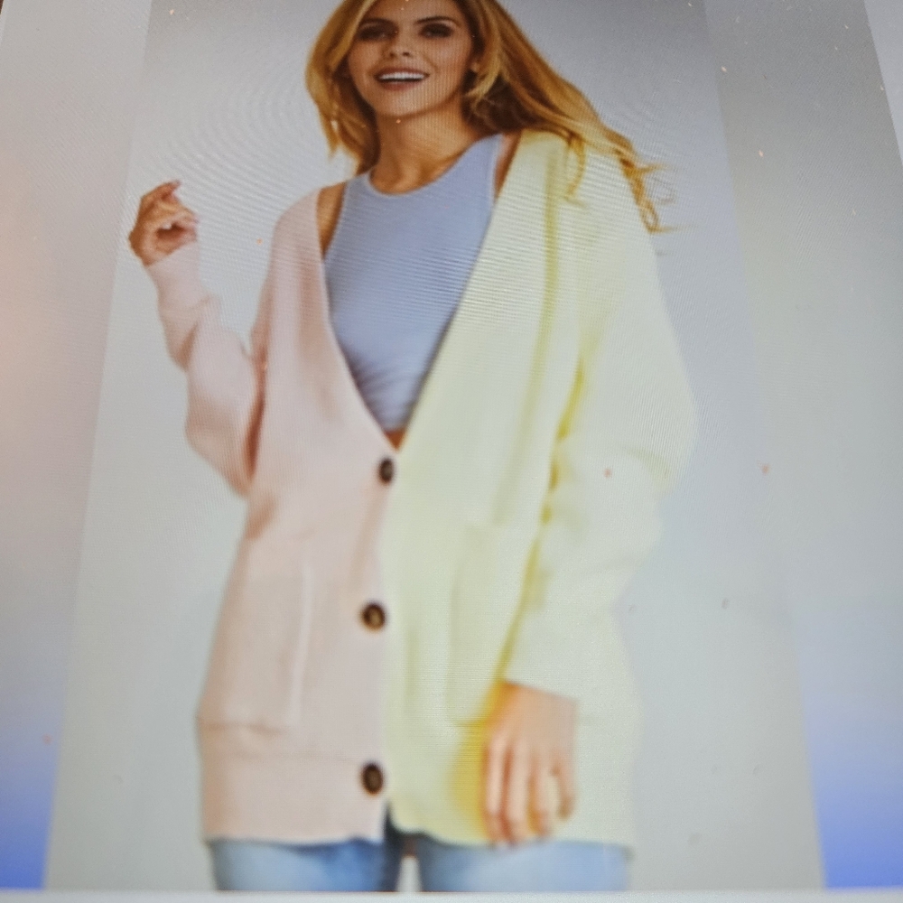 Stylish Pastel Cardigan with Blue Top